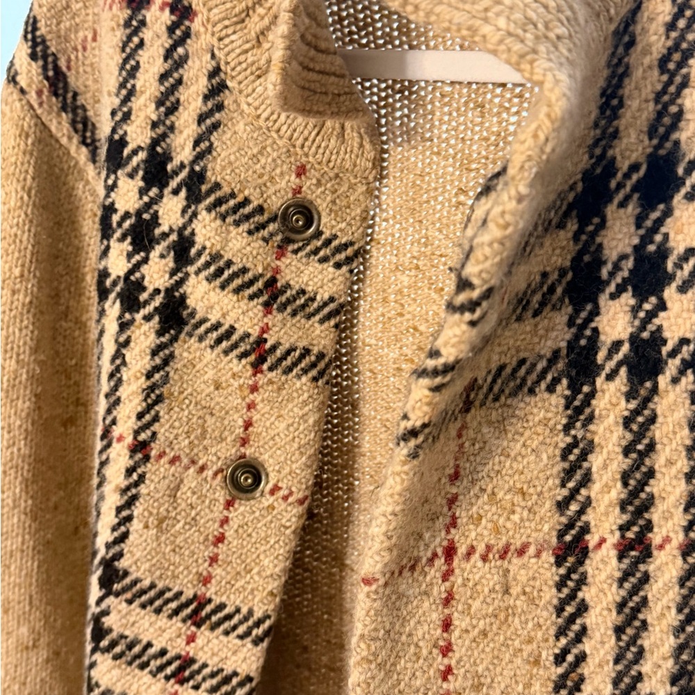 Burberry Camel Plaid Turtleneck Sweater with Black Check - Picture 7 of 9